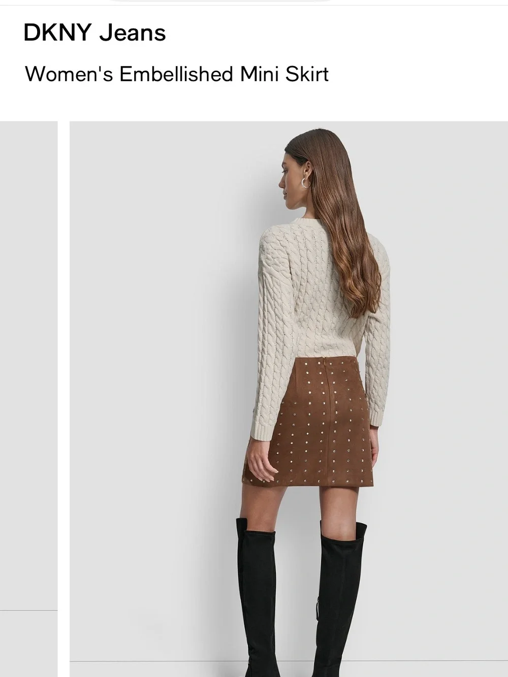 DKNY Jeans Brown Embellished Mini Skirt